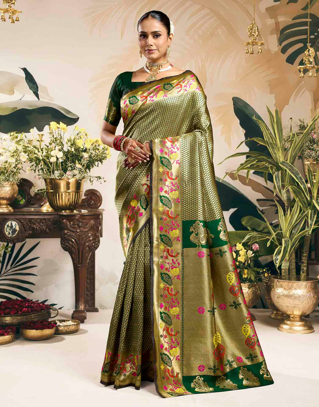 Green Silk Woven Banarasi Saree