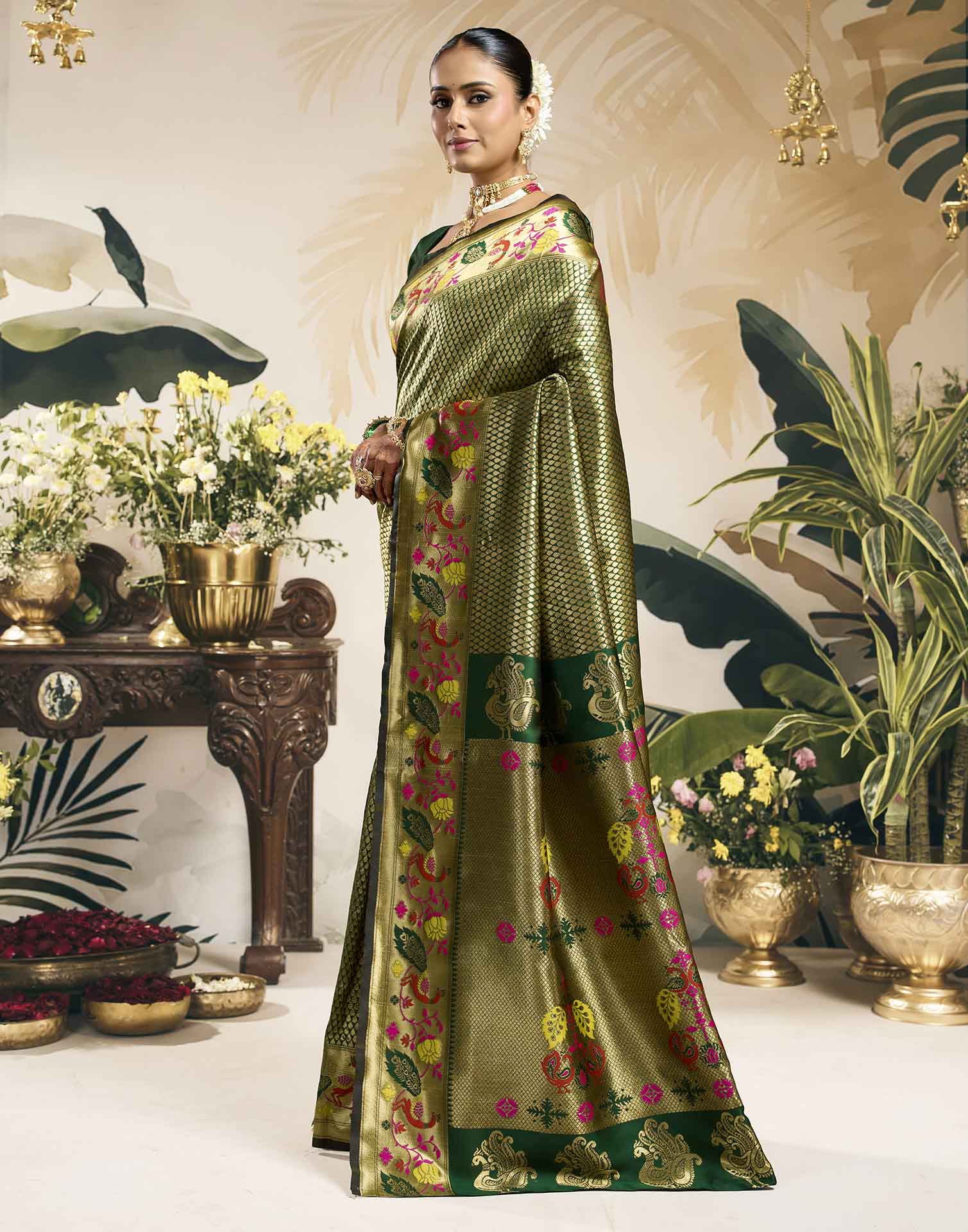 Green Silk Woven Banarasi Saree