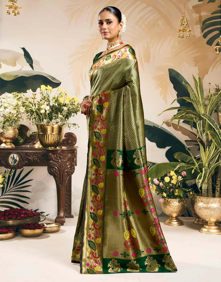 Green Silk Woven Banarasi Saree