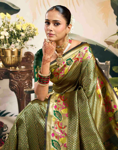 Green Silk Woven Banarasi Saree