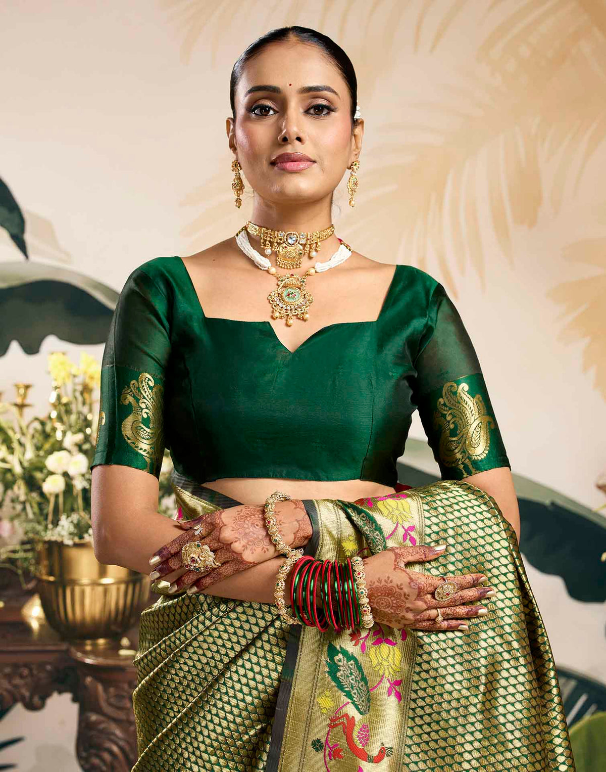 Green Silk Woven Banarasi Saree