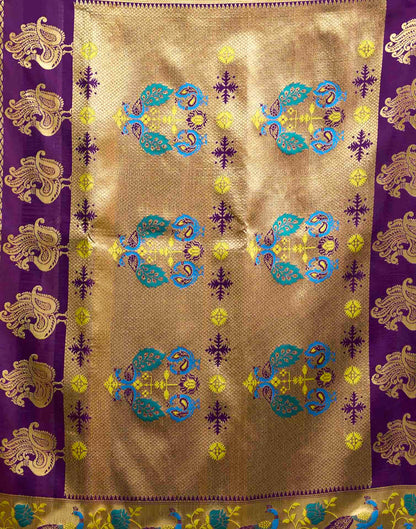 Wine Silk Woven Banarasi Saree