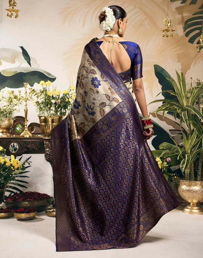 Grey Silk Woven Banarasi Saree