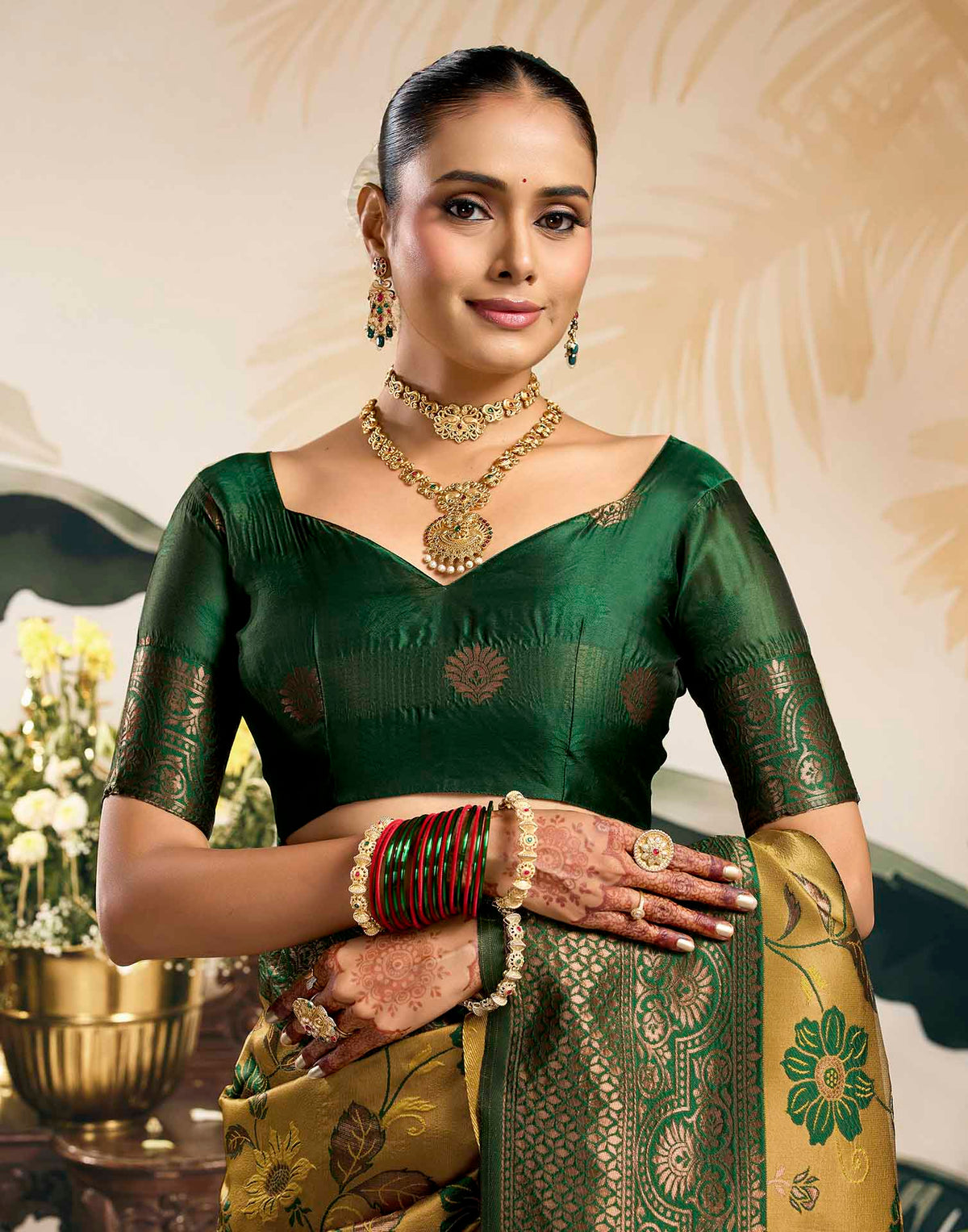 Mustard Yellow Silk Woven Banarasi Saree