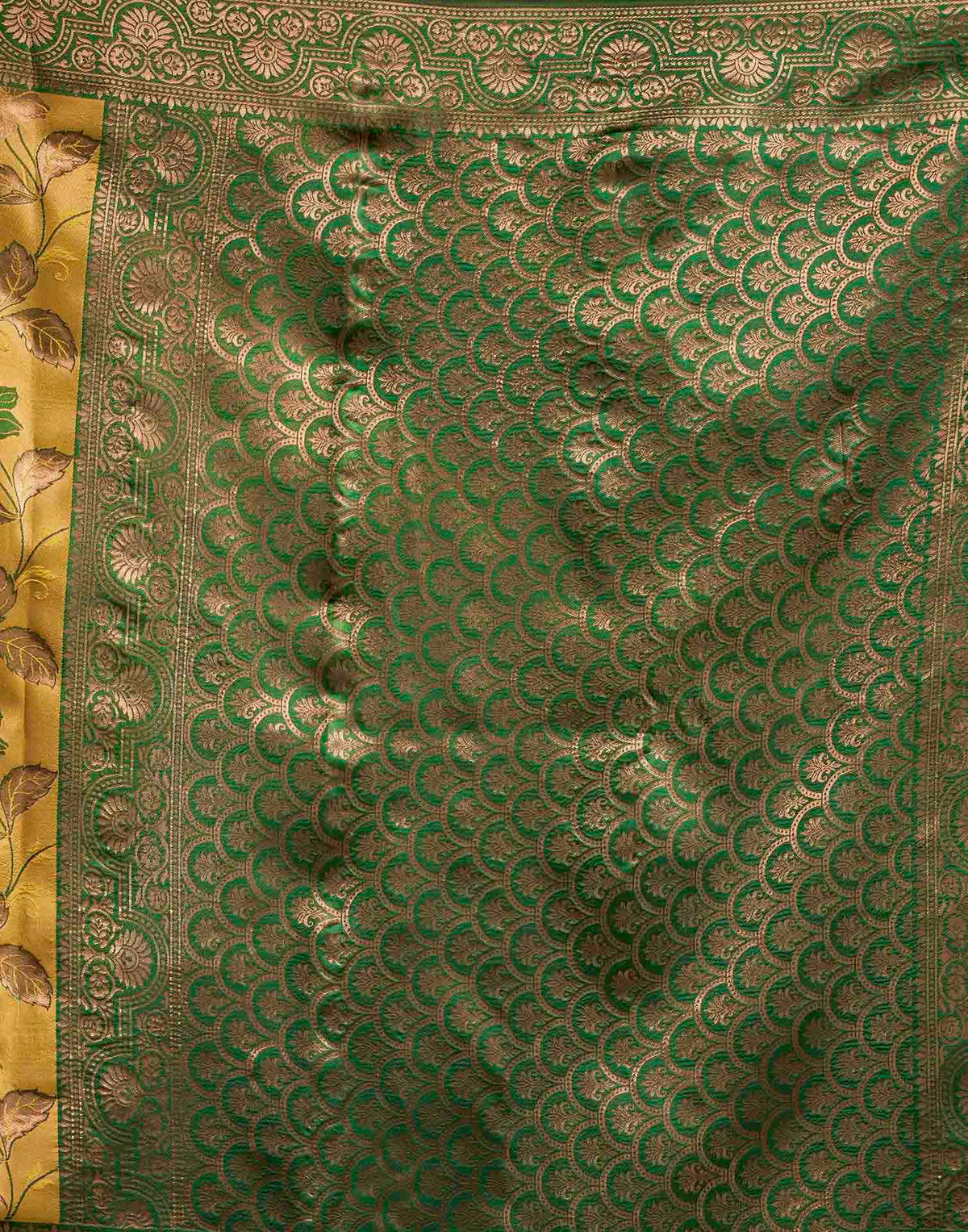 Mustard Yellow Silk Woven Banarasi Saree