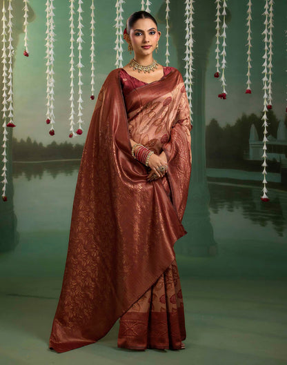 Rust Silk Woven Banarasi Saree