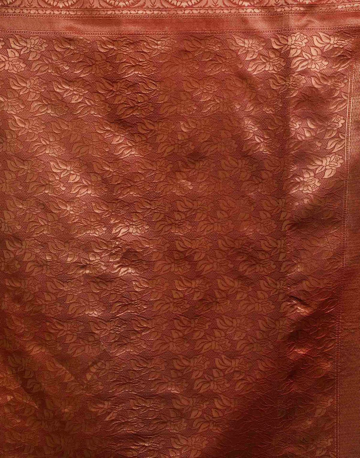 Rust Silk Woven Banarasi Saree