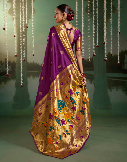 Purple Silk Woven Paithani Saree
