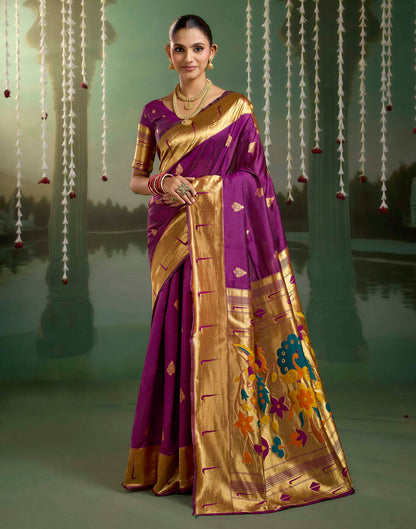 Purple Silk Woven Paithani Saree