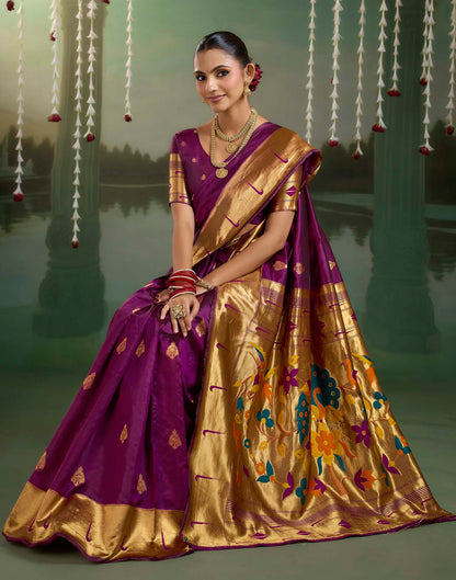 Purple Silk Woven Paithani Saree