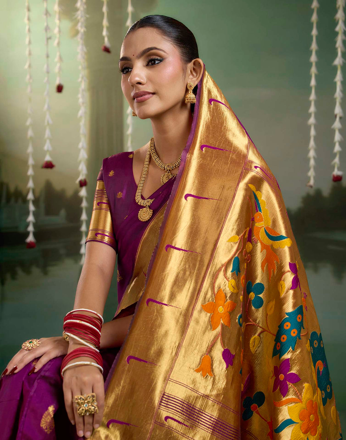 Purple Silk Woven Paithani Saree