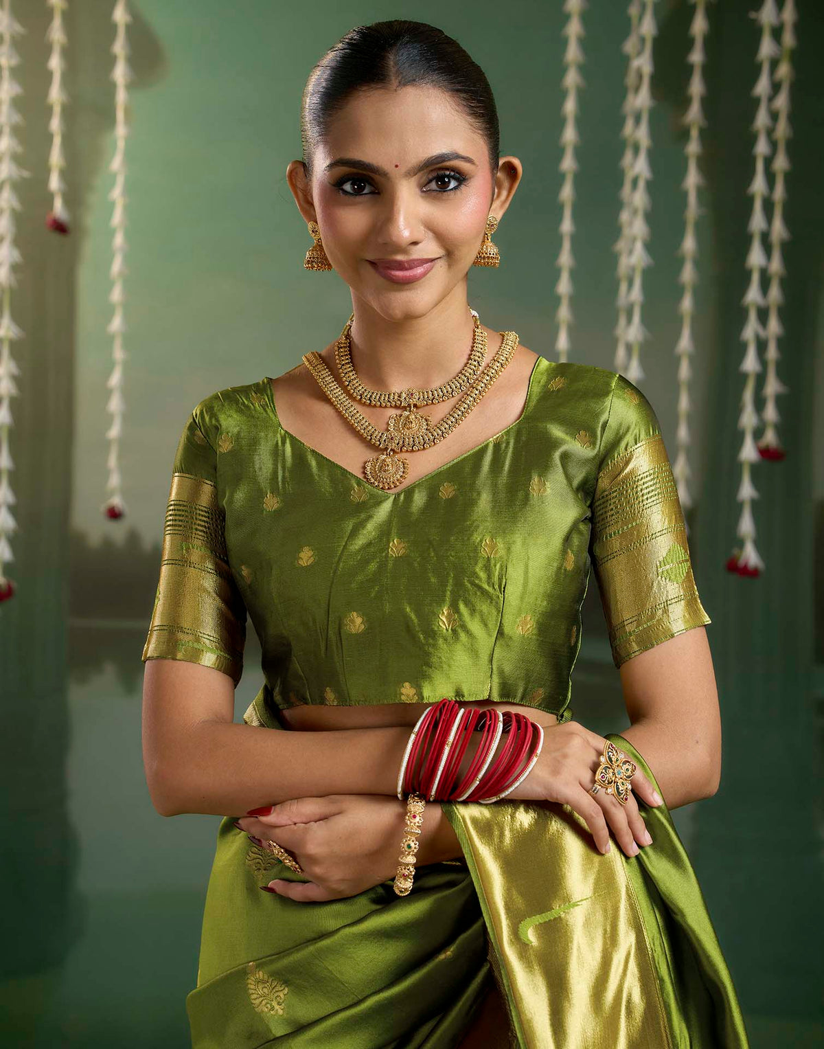 Parrot Green Silk Woven Paithani Saree