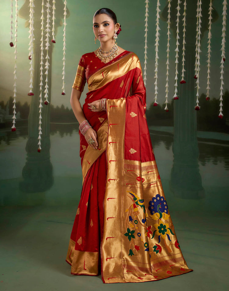 Red Silk Woven Paithani Saree