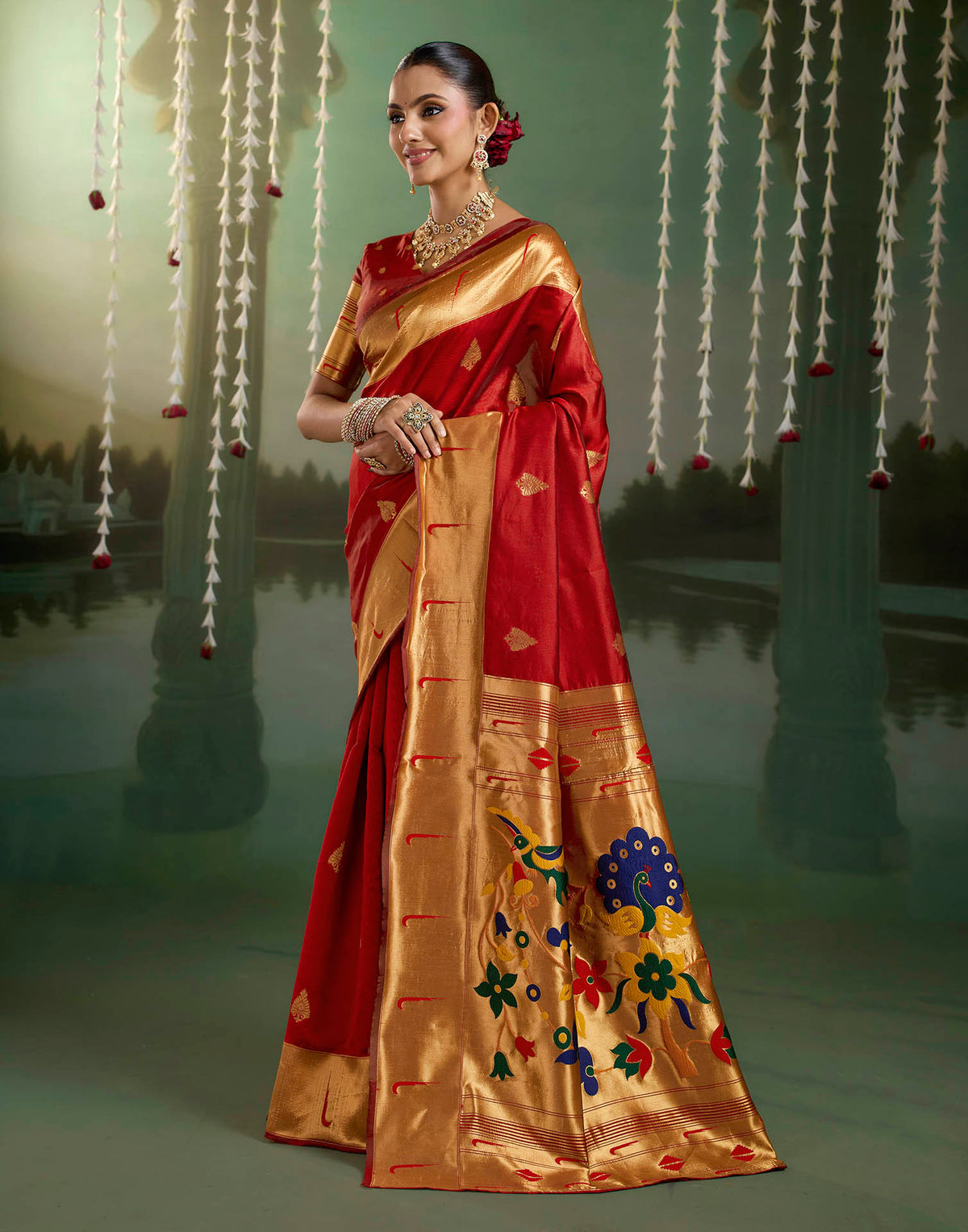 Red Silk Woven Paithani Saree