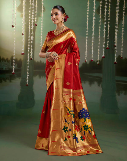 Red Silk Woven Paithani Saree