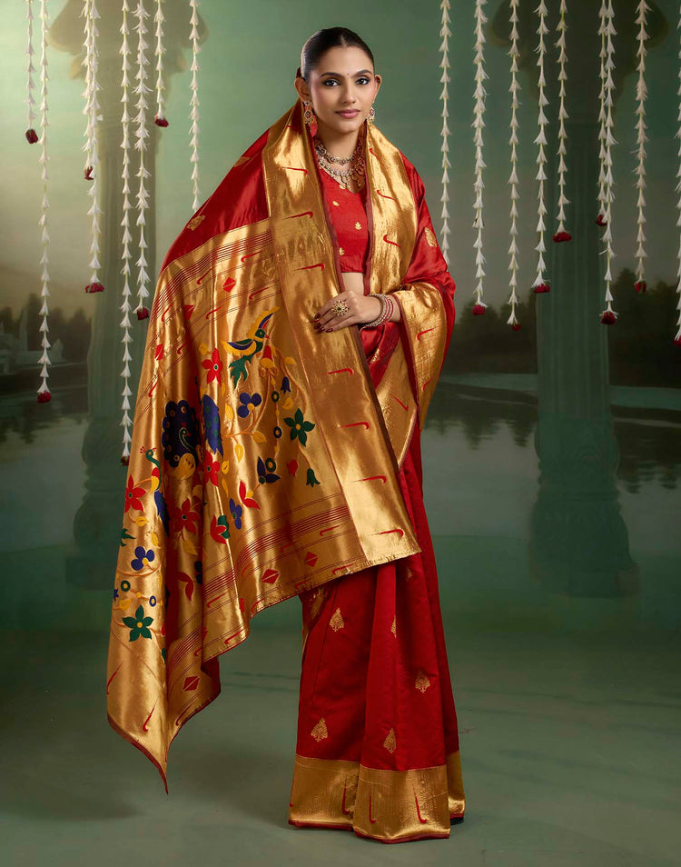 Red Silk Woven Paithani Saree