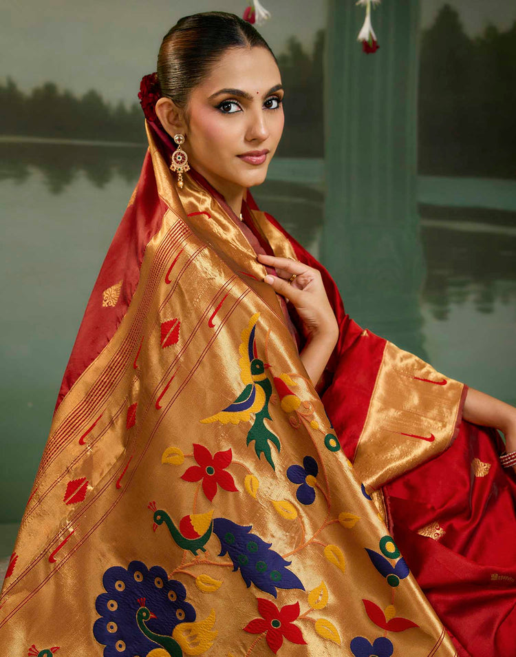 Red Silk Woven Paithani Saree