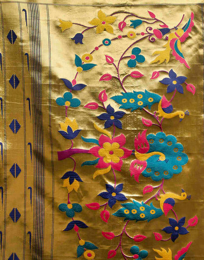 Navy Blue Silk Woven Paithani Saree