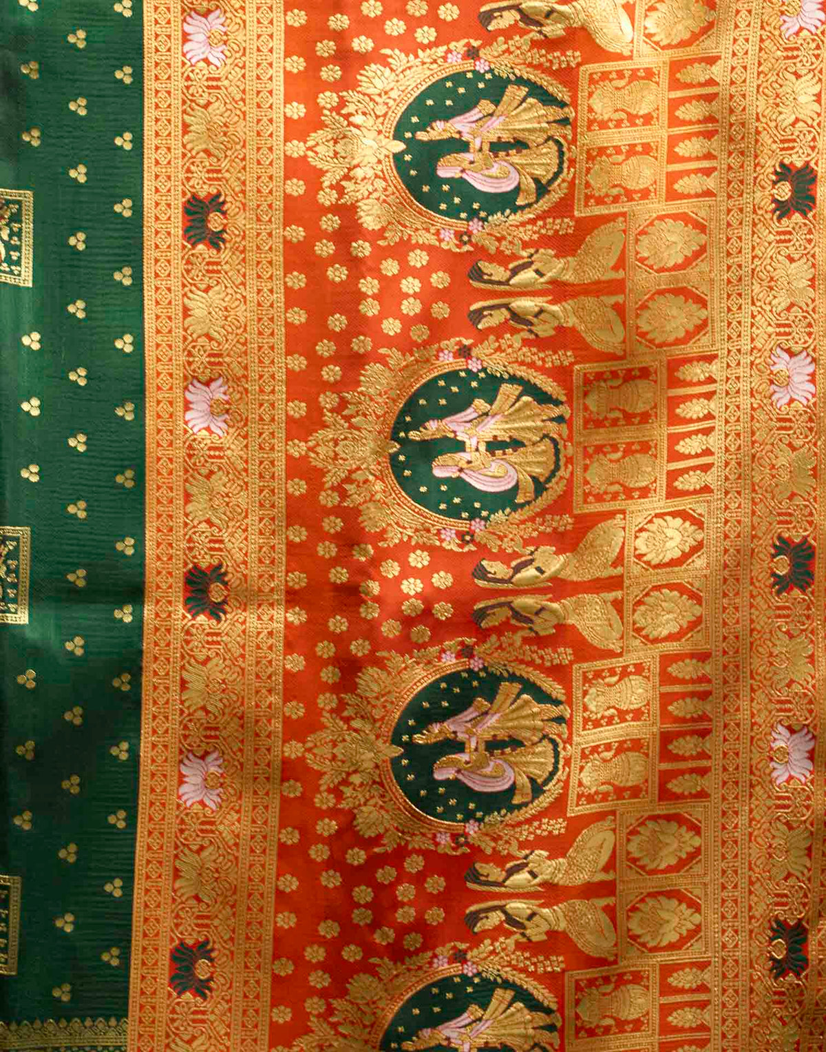 Dark Green Silk Woven Baluchari Saree