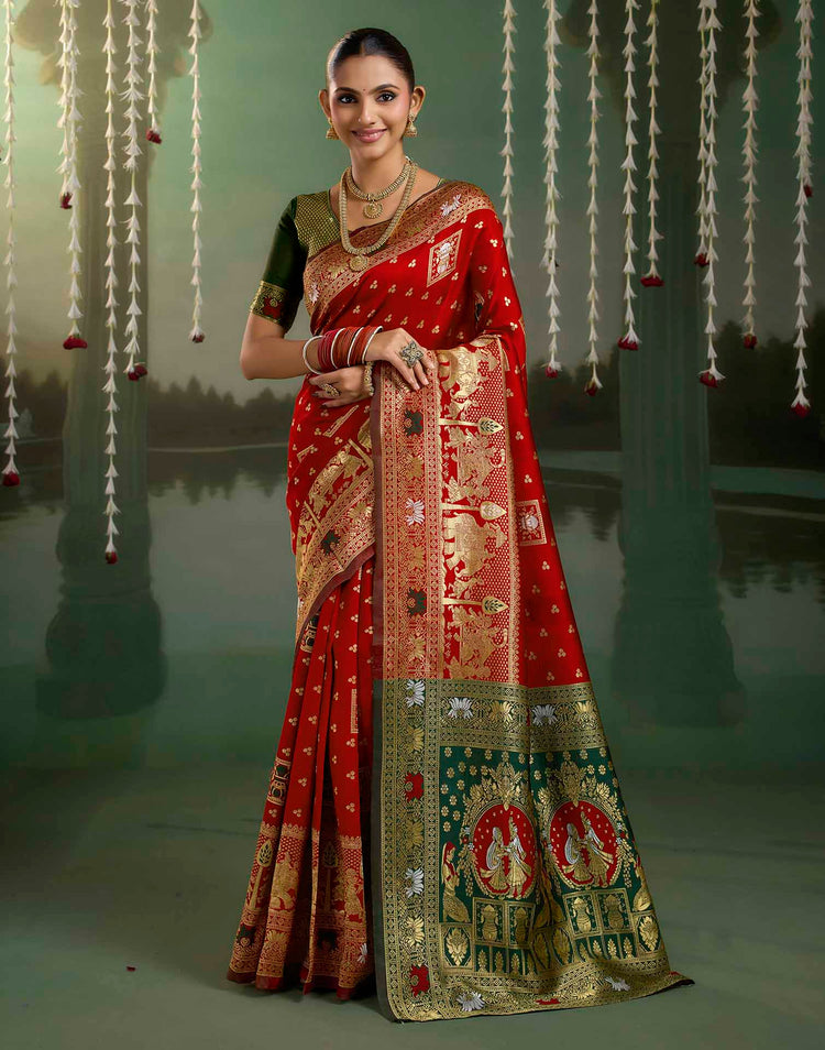 Maroon Silk Woven Baluchari Saree