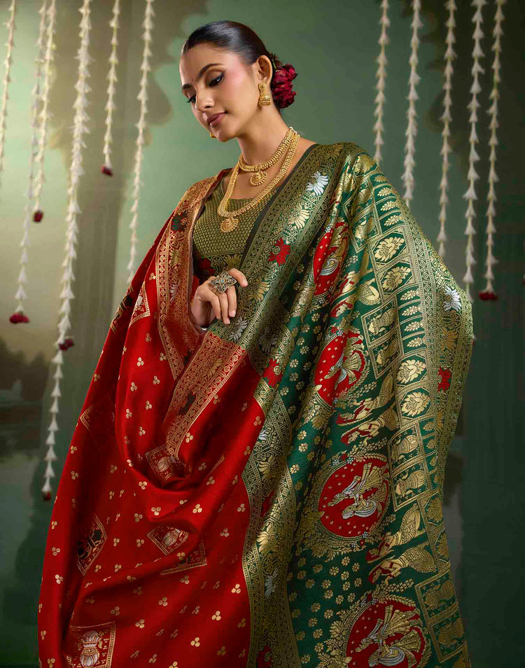 Maroon Silk Woven Baluchari Saree