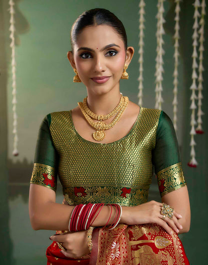 Maroon Silk Woven Baluchari Saree