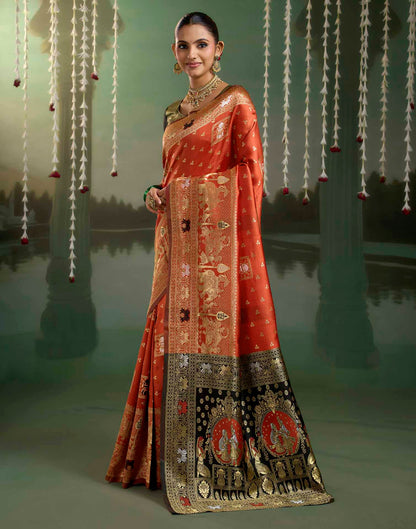 Bright Red Silk Woven Baluchari Saree