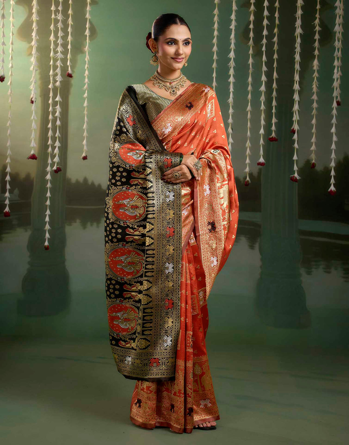 Bright Red Silk Woven Baluchari Saree