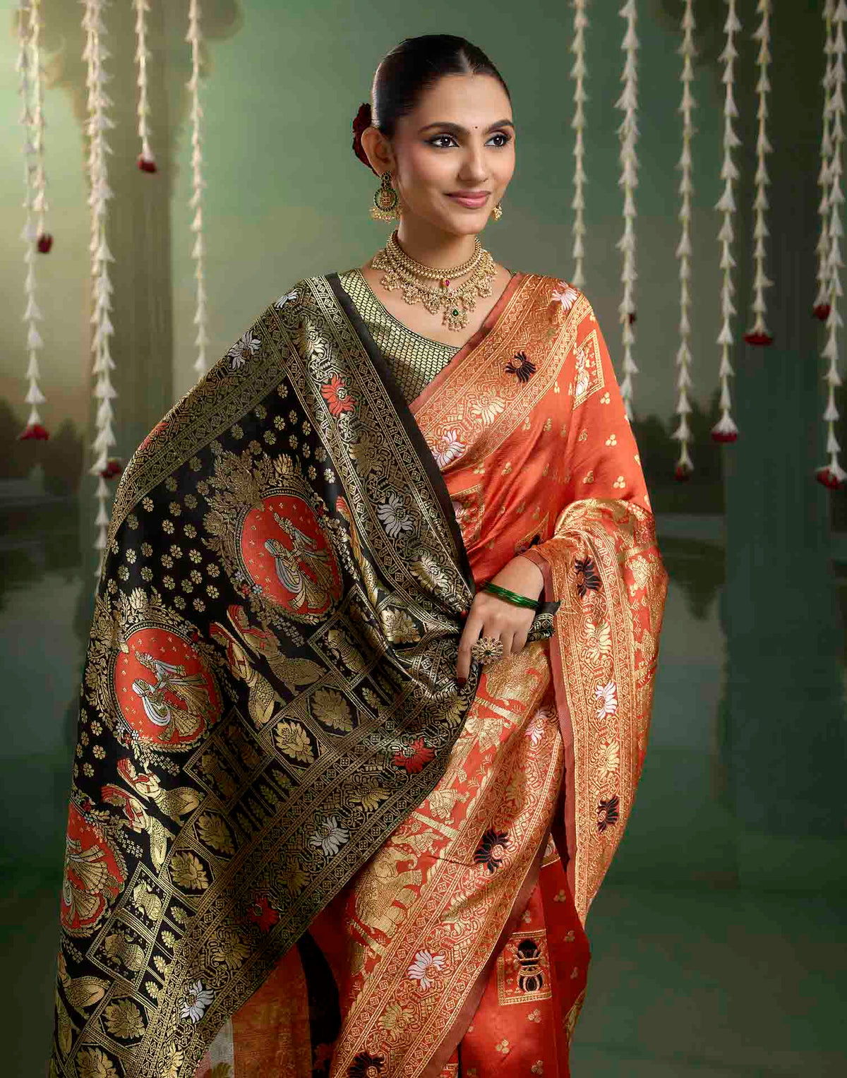 Bright Red Silk Woven Baluchari Saree