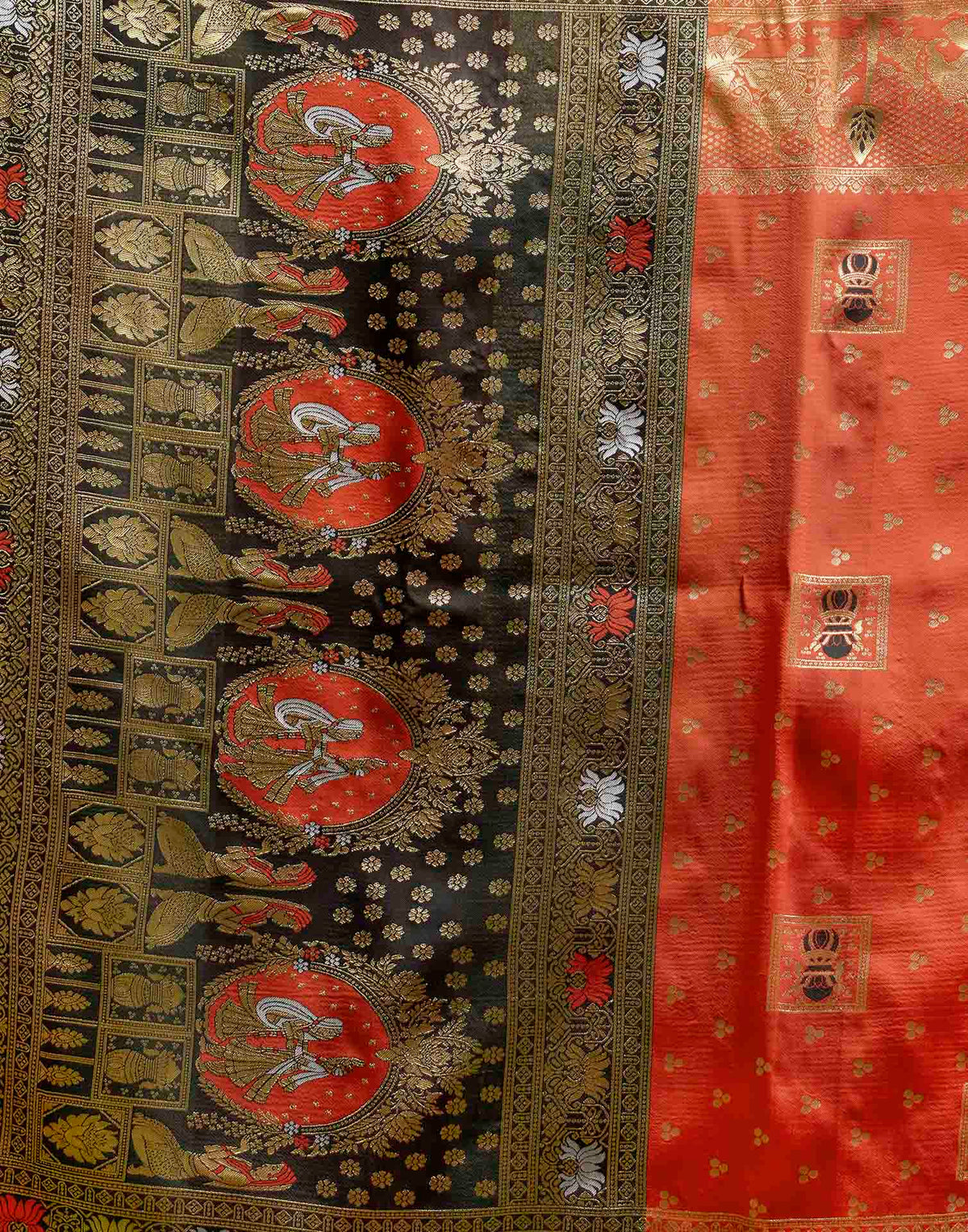 Bright Red Silk Woven Baluchari Saree