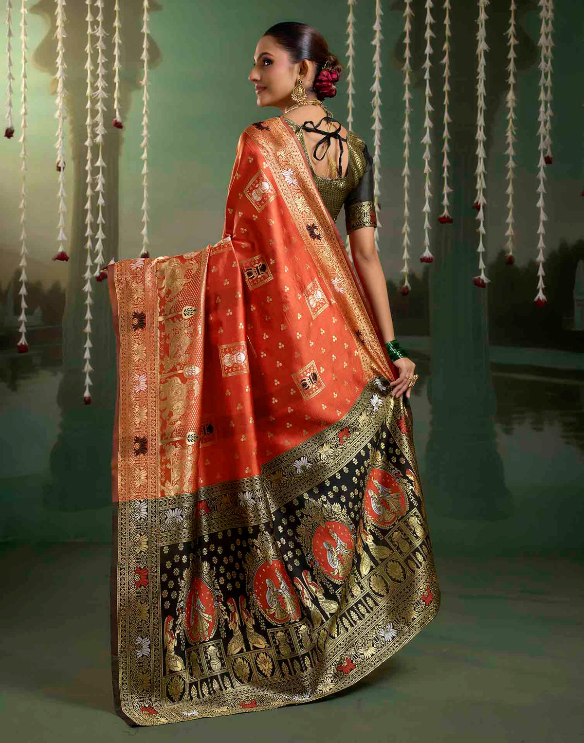Bright Red Silk Woven Baluchari Saree