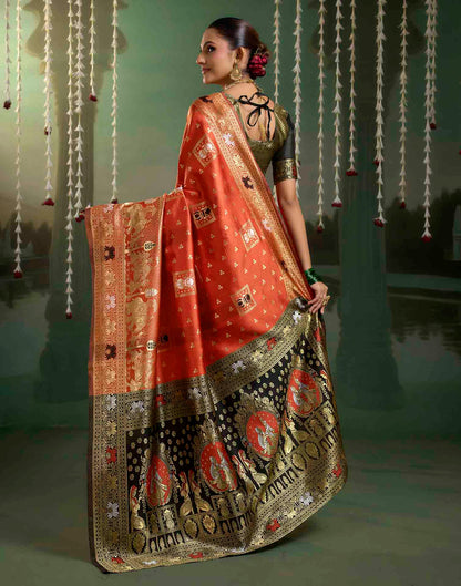 Bright Red Silk Woven Baluchari Saree