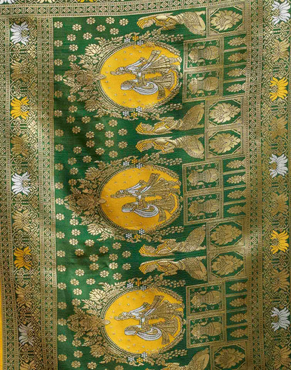 Yellow Silk Woven Baluchari Saree