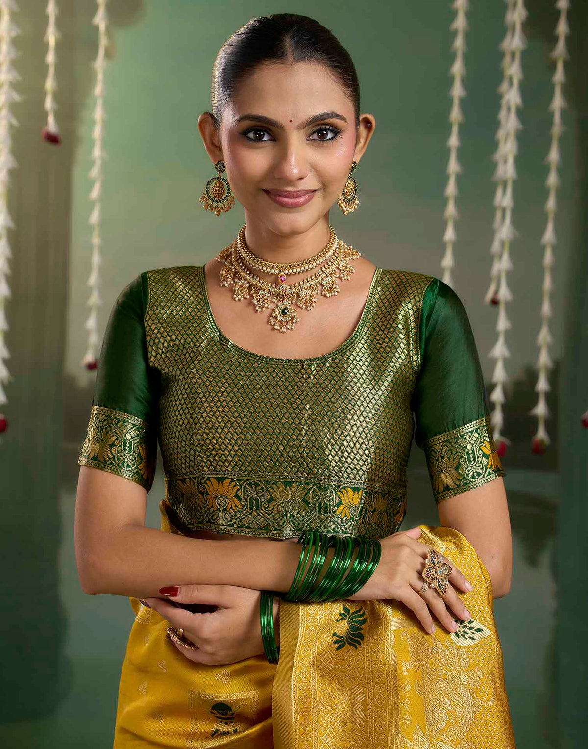 Yellow Silk Woven Baluchari Saree