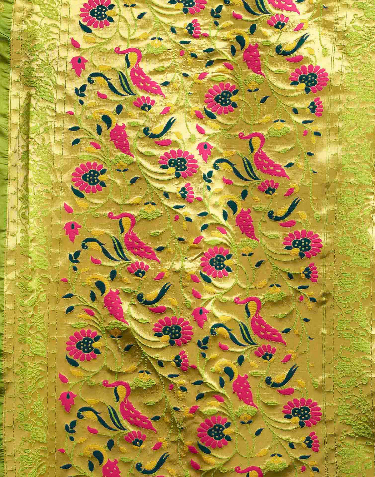 Parrot Green Silk Woven Paithani Saree