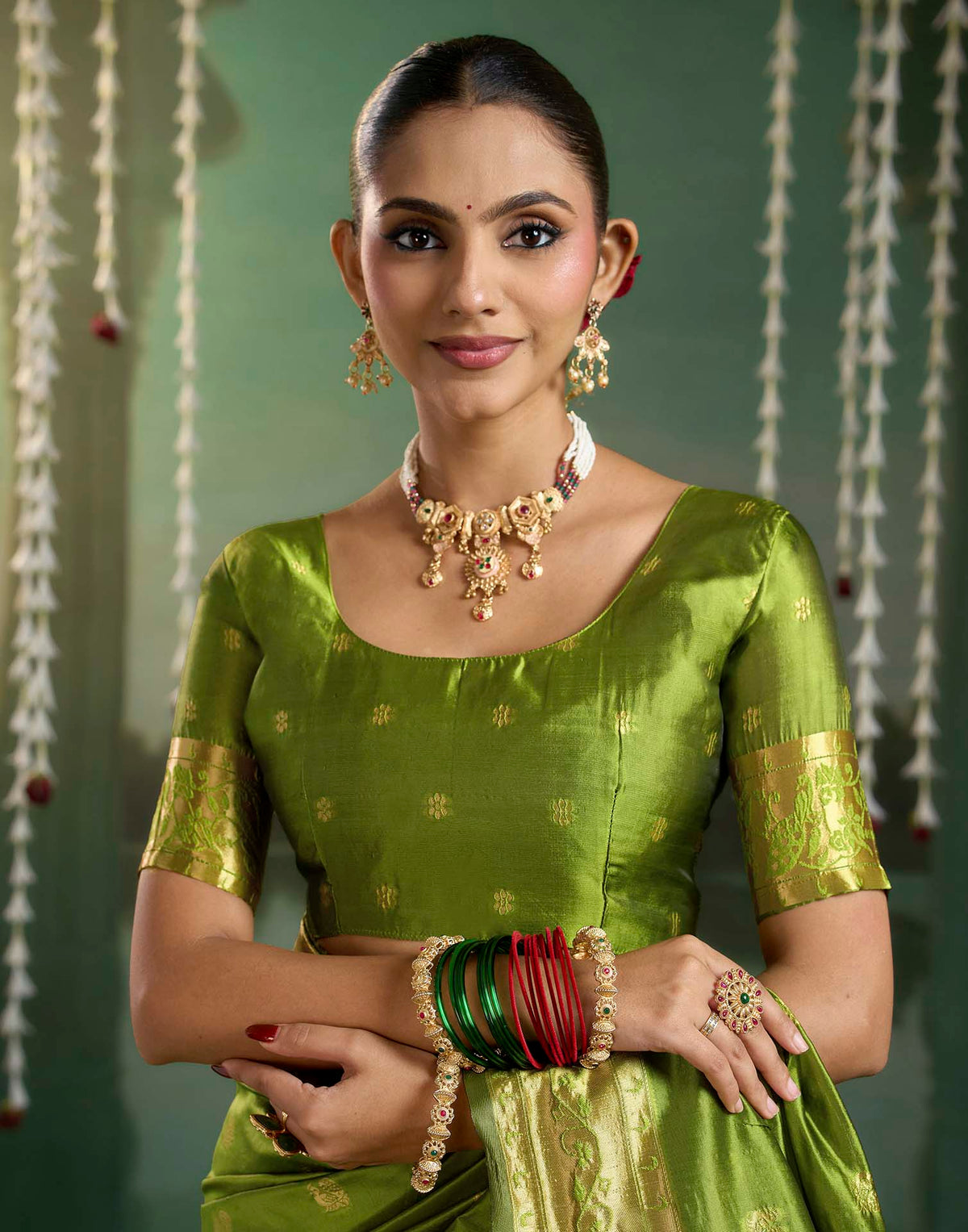 Parrot Green Silk Woven Paithani Saree