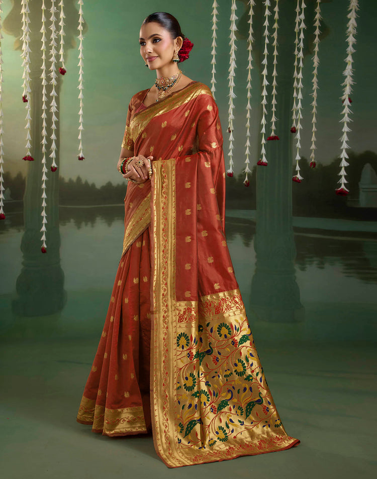 Maroon Silk Woven Paithani Saree