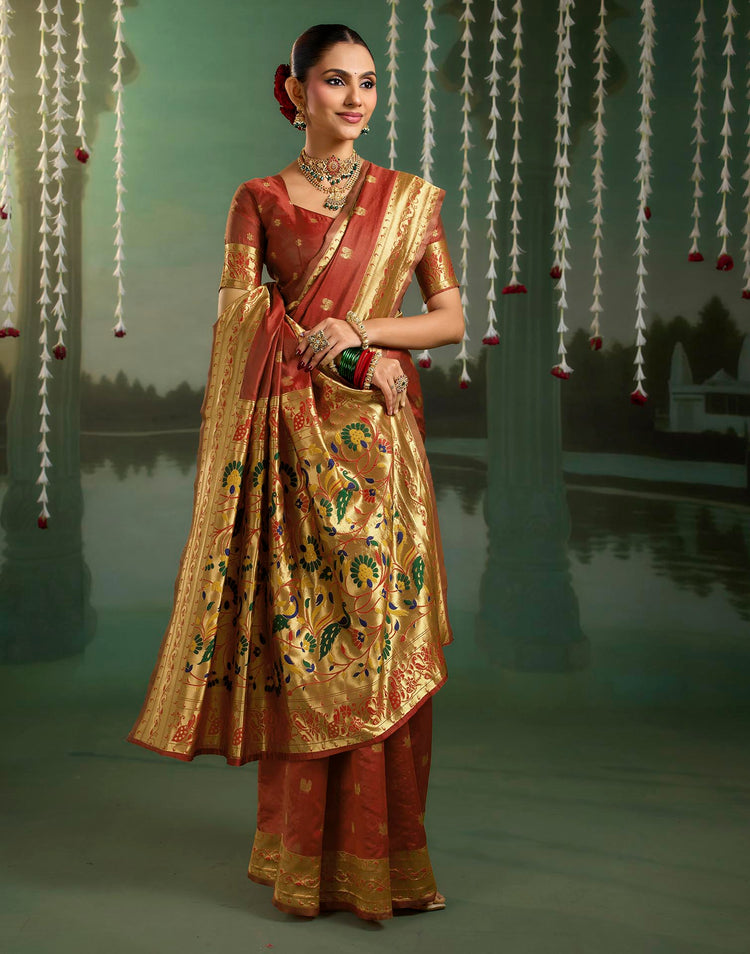 Maroon Silk Woven Paithani Saree