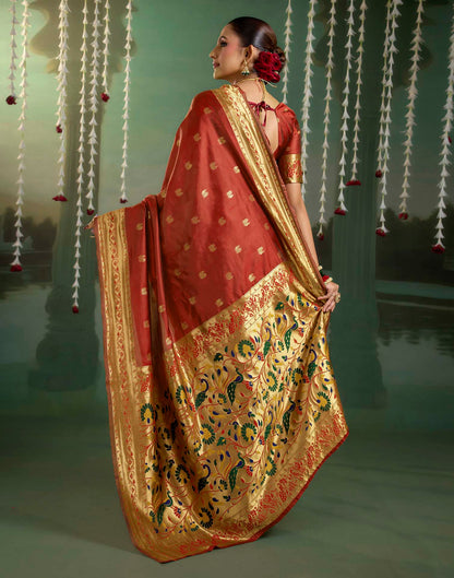 Maroon Silk Woven Paithani Saree