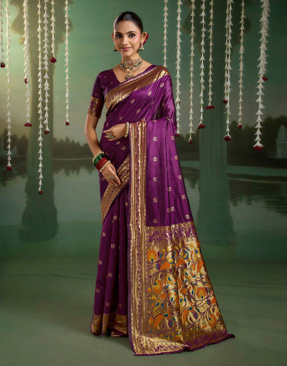 Purple Silk Woven Paithani Saree