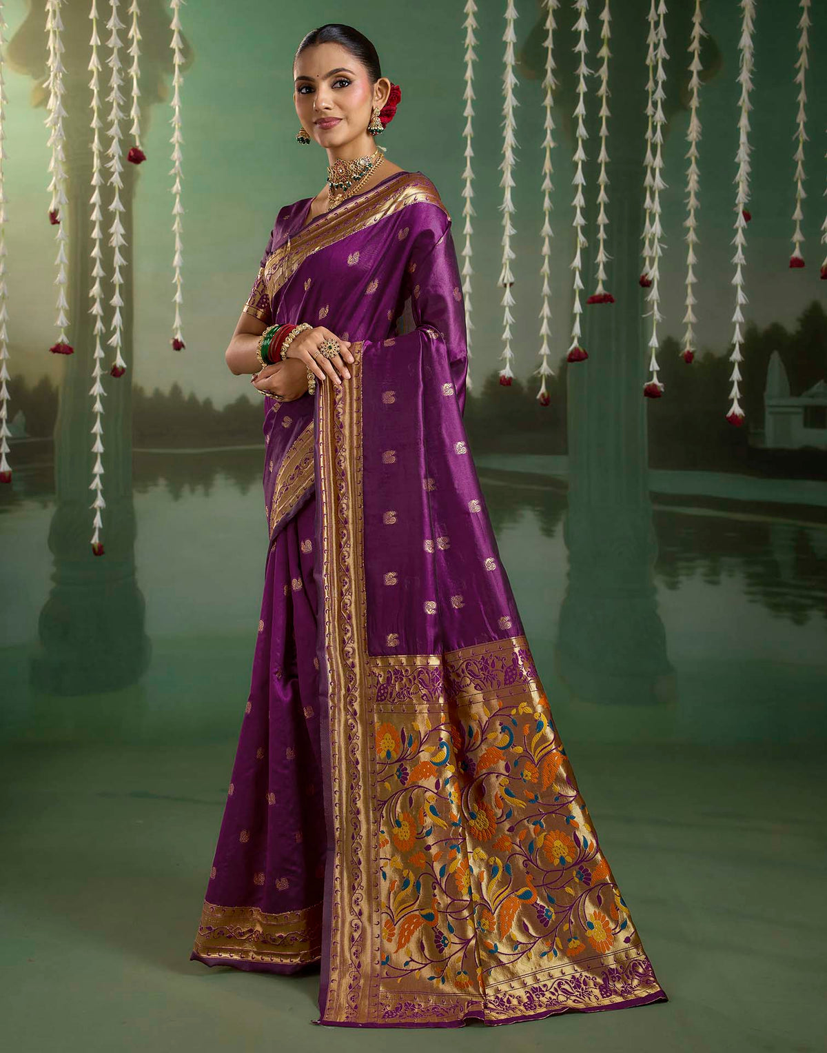 Purple Silk Woven Paithani Saree