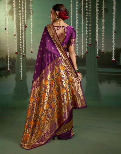 Purple Silk Woven Paithani Saree