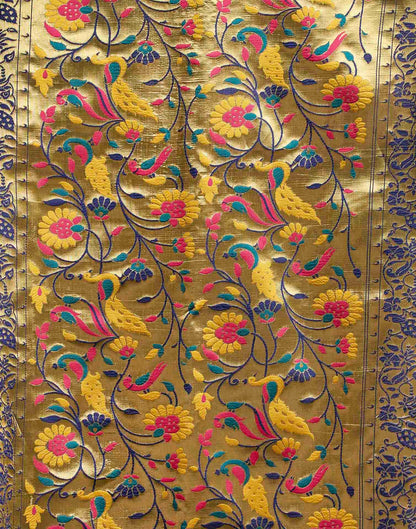 Navy Blue Silk Woven Paithani Saree