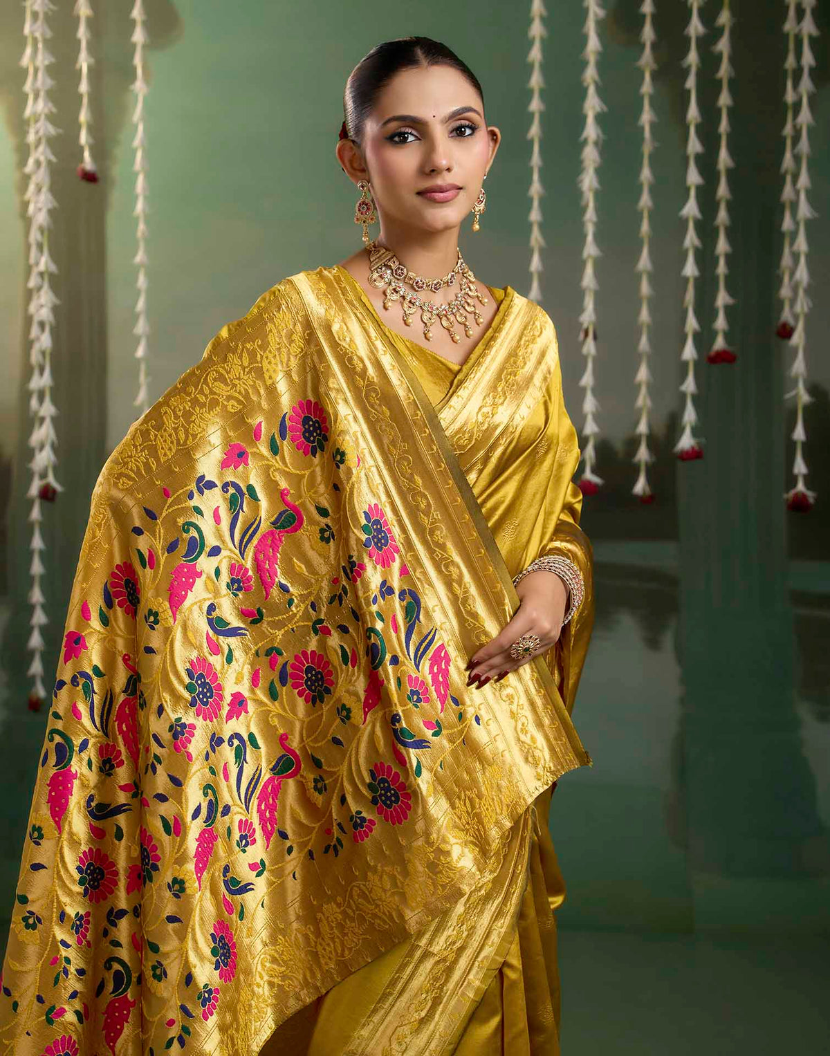Mustard Yellow Silk Woven Paithani Saree