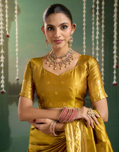 Mustard Yellow Silk Woven Paithani Saree