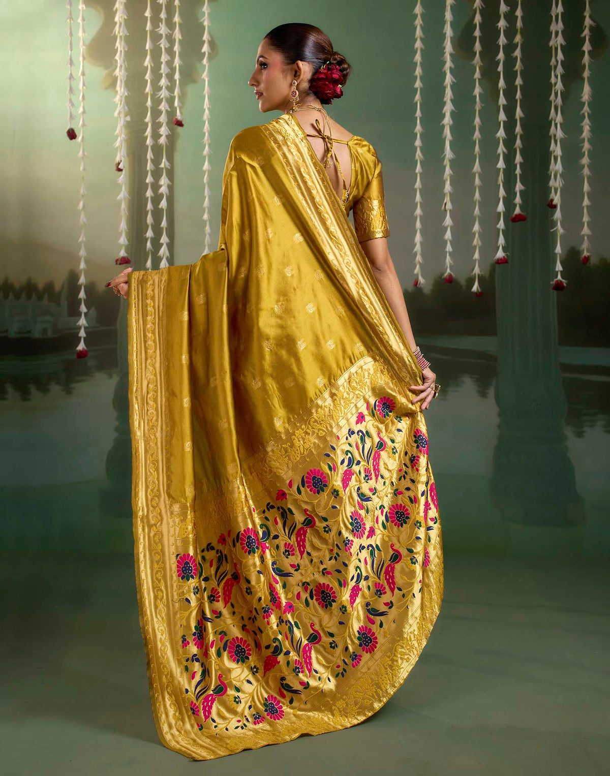 Mustard Yellow Silk Woven Paithani Saree