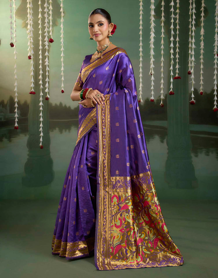 Blue Silk Woven Paithani Saree
