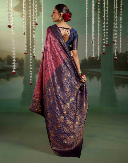 Rani Pink Silk Woven Banarasi Saree