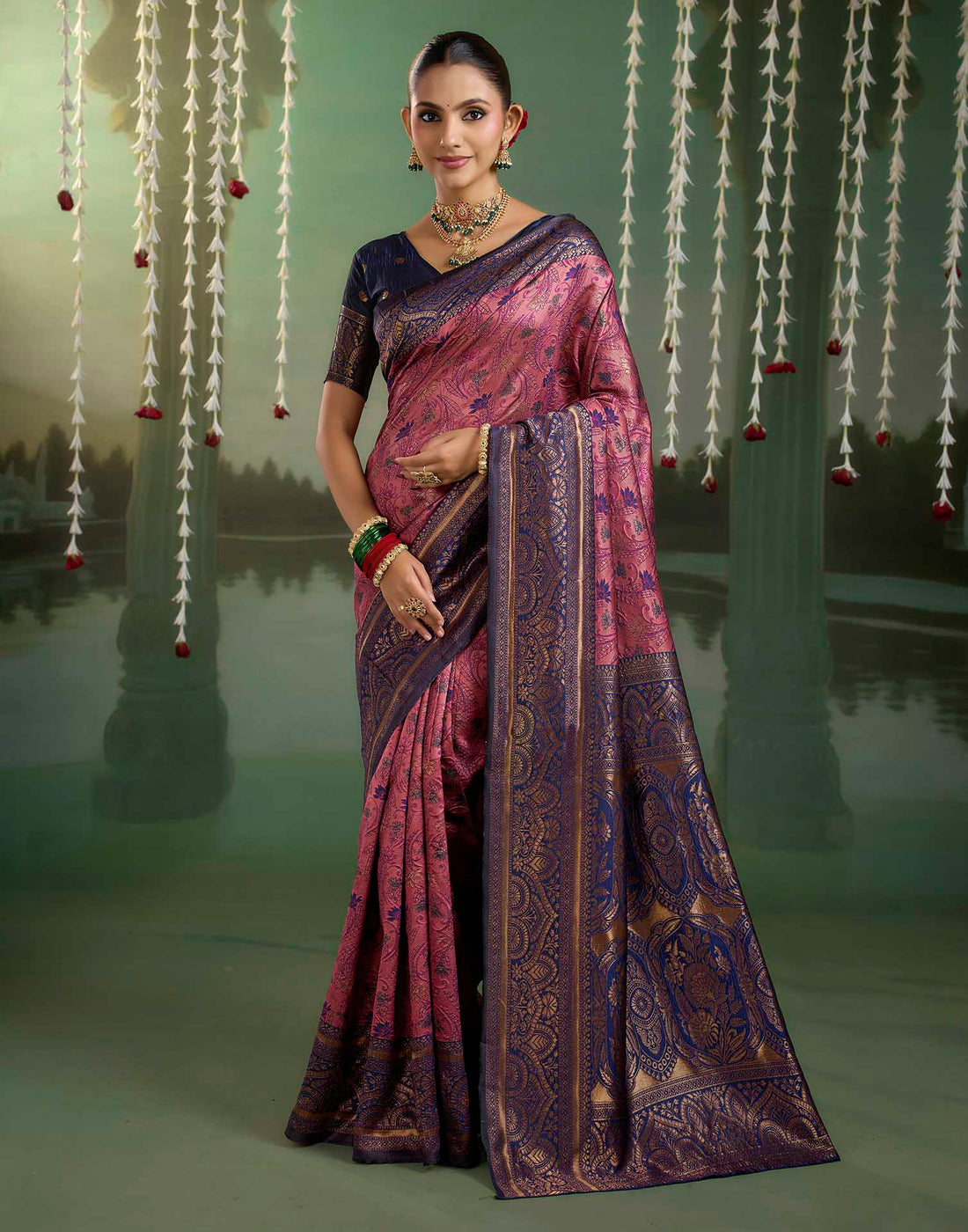 Rani Pink Silk Woven Banarasi Saree