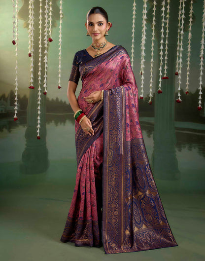 Rani Pink Silk Woven Banarasi Saree